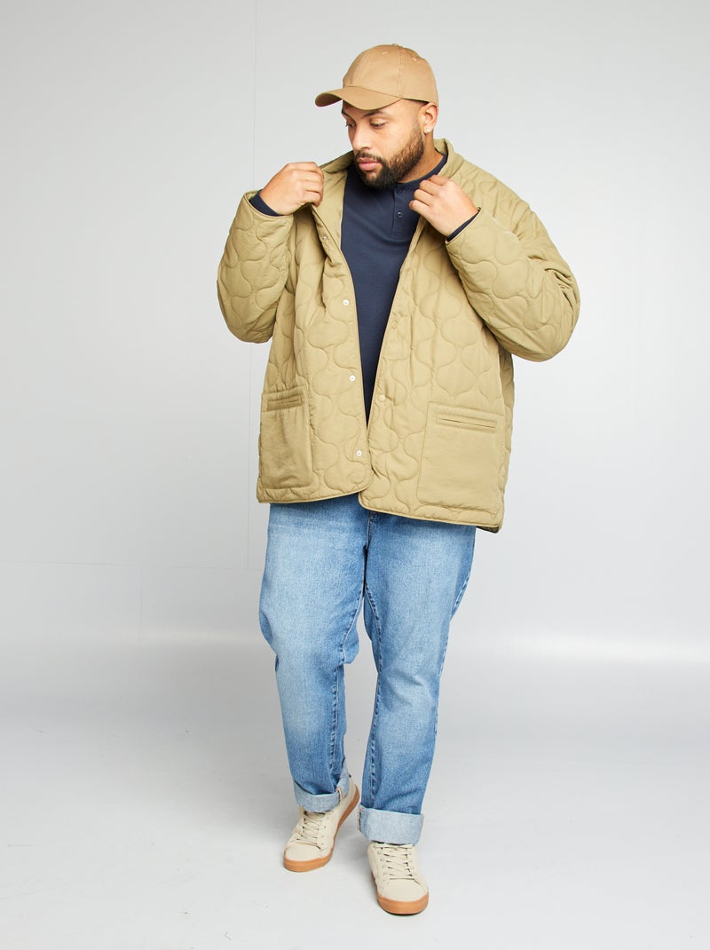 Doorgestikt donsjack met afneembare mouwen KAKI - Kiabi