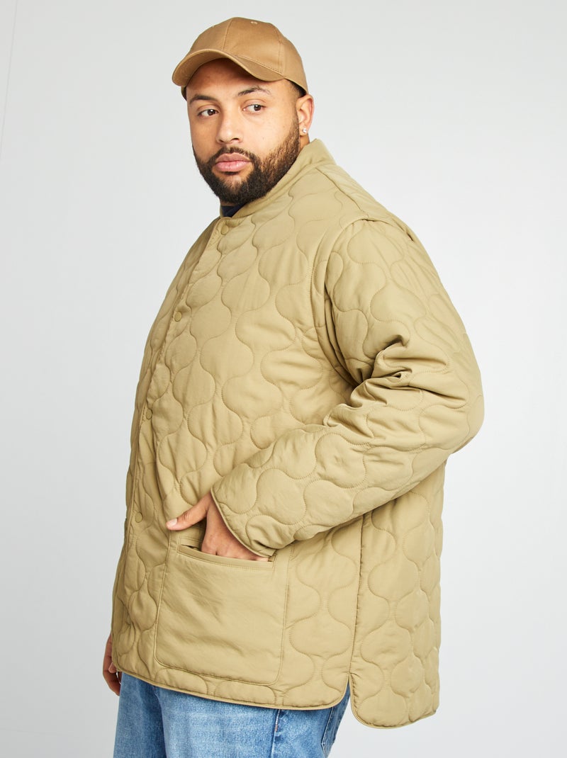 Doorgestikt donsjack met afneembare mouwen KAKI - Kiabi