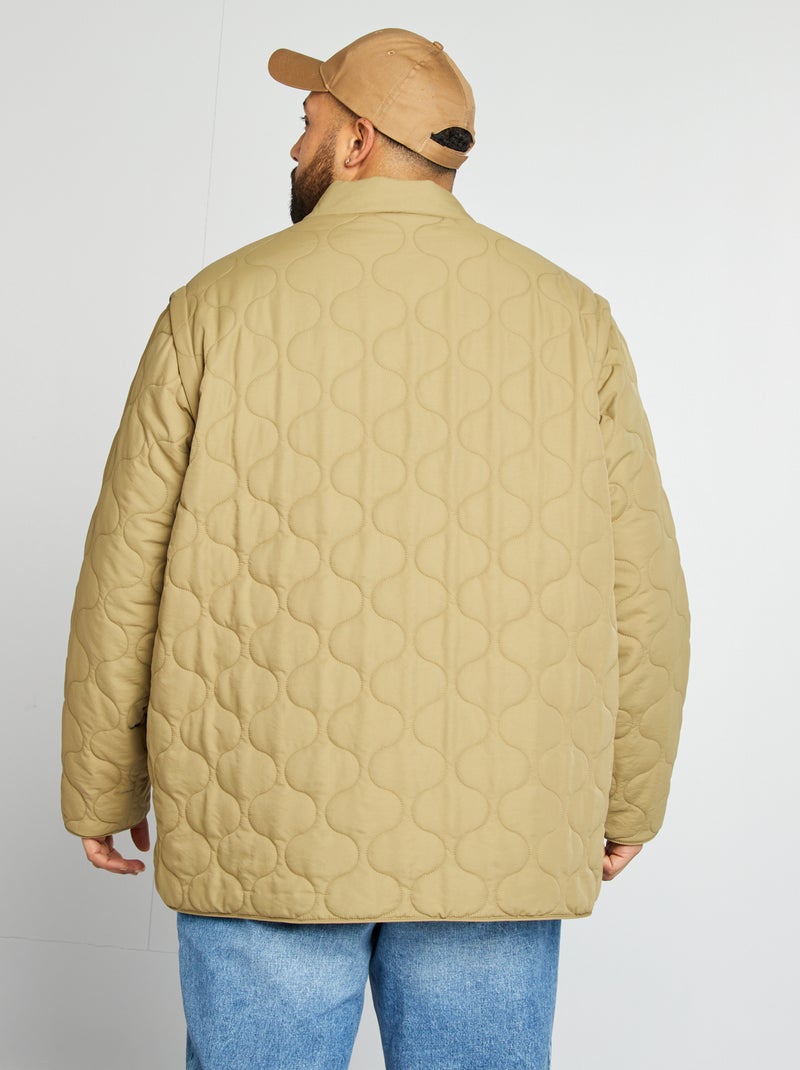 Doorgestikt donsjack met afneembare mouwen KAKI - Kiabi