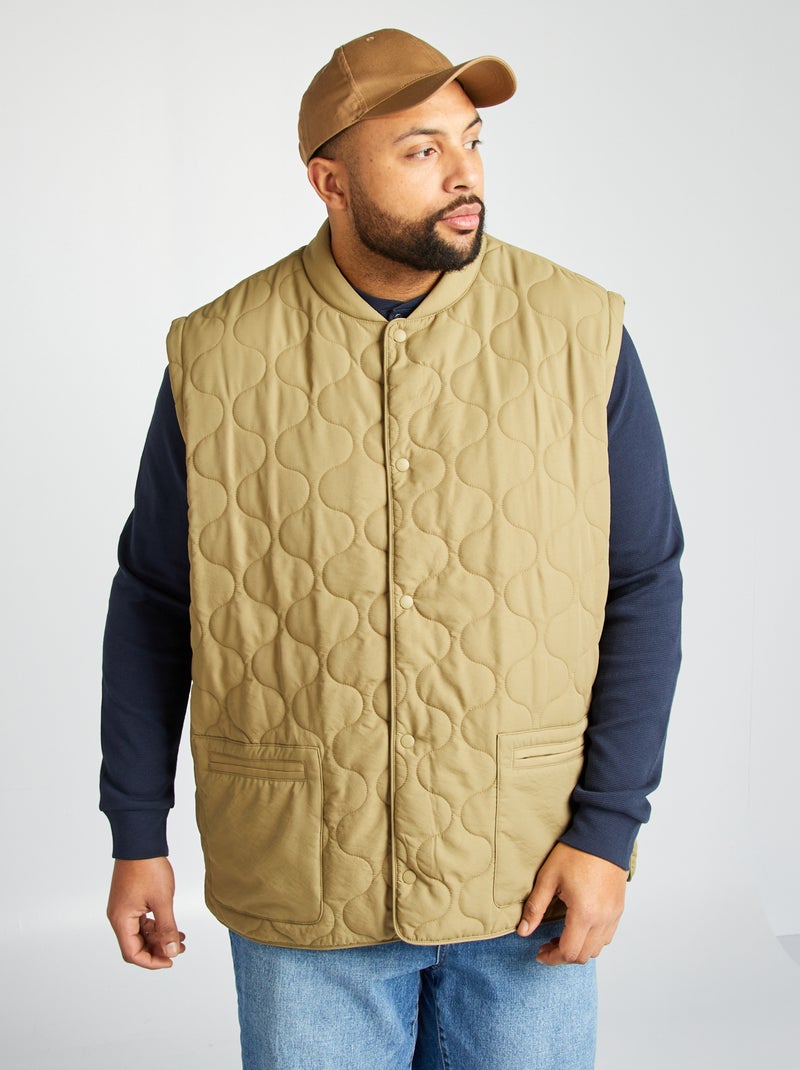 Doorgestikt donsjack met afneembare mouwen KAKI - Kiabi