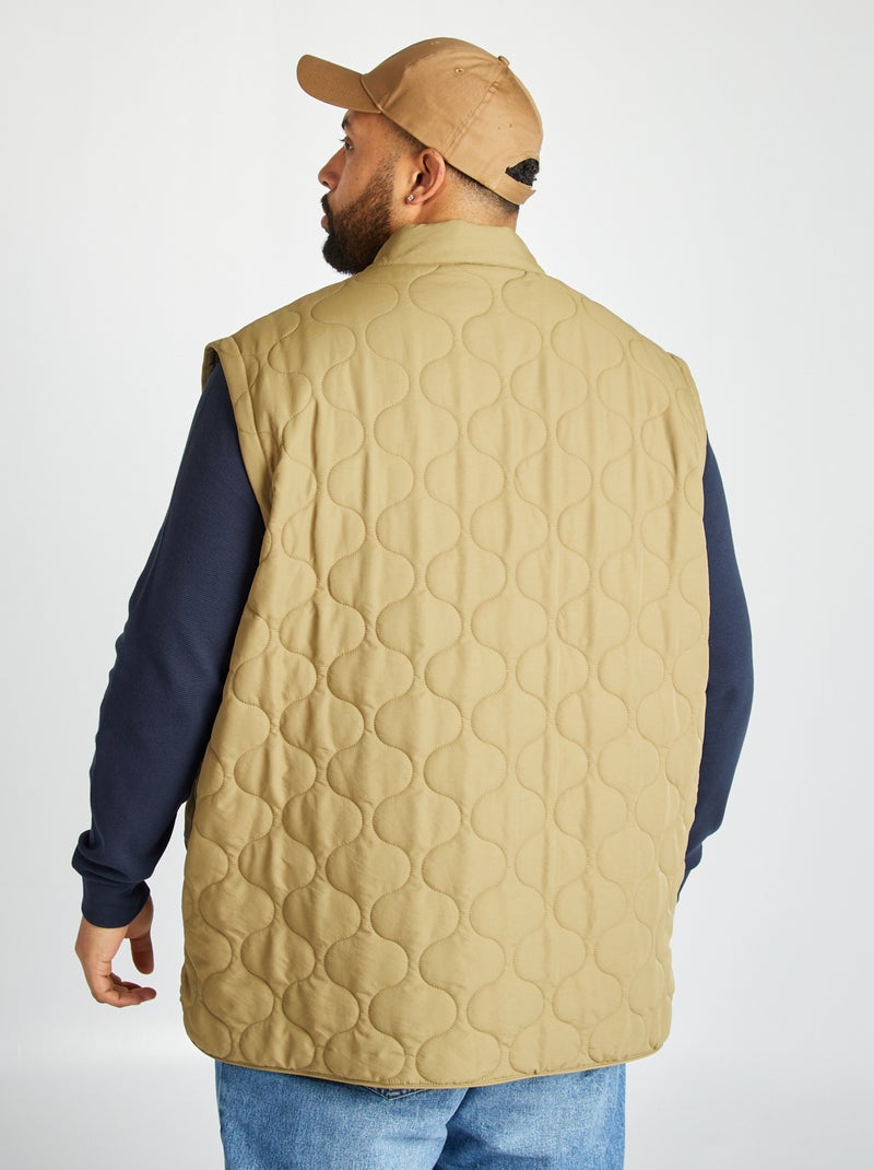 Doorgestikt donsjack met afneembare mouwen KAKI - Kiabi