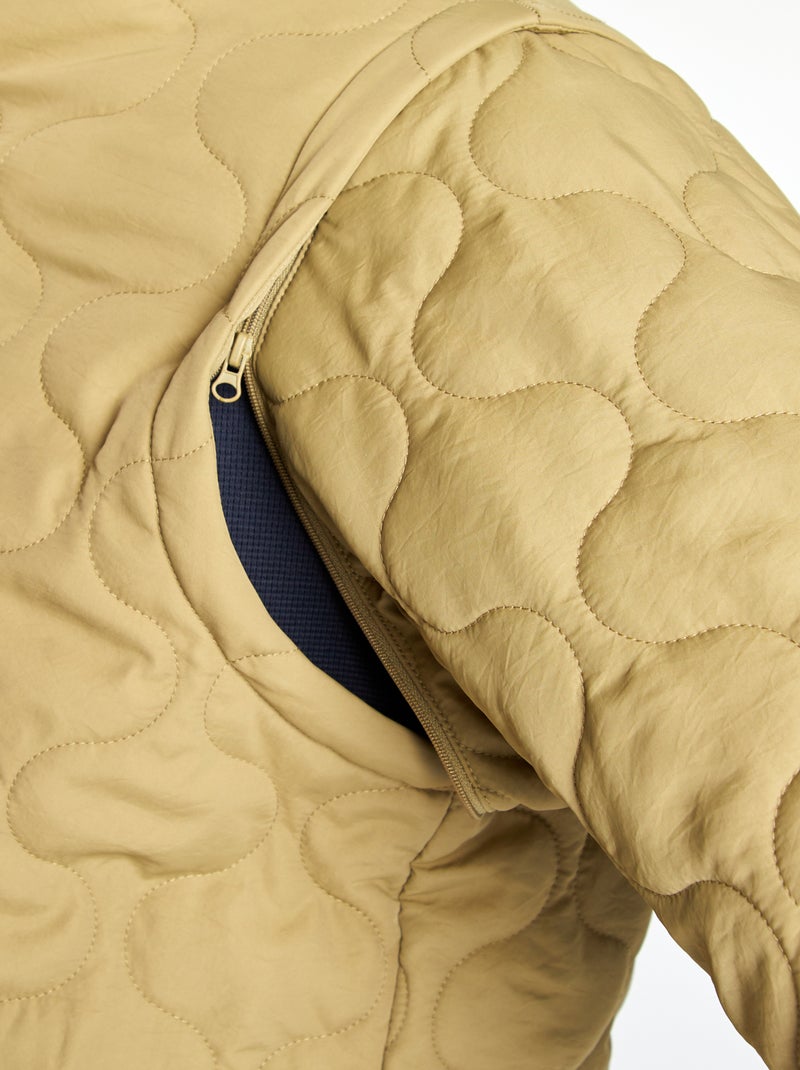 Doorgestikt donsjack met afneembare mouwen KAKI - Kiabi