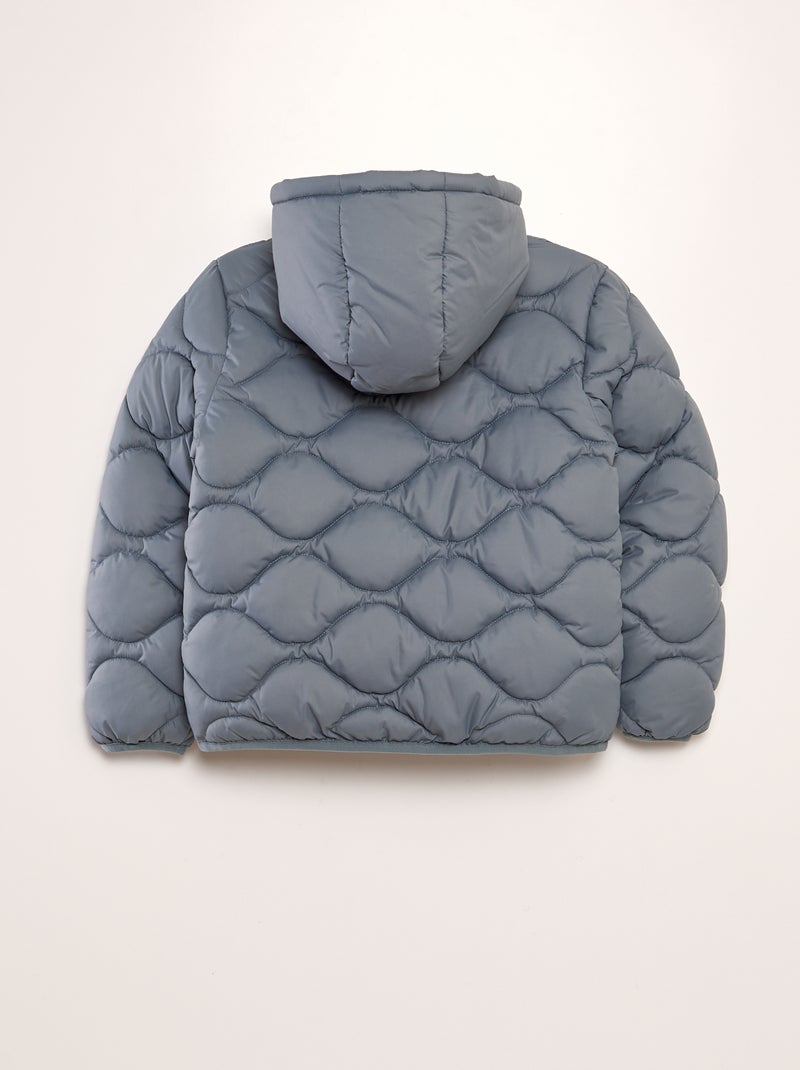 Doorgestikt donsjack met capuchon BLAUW - Kiabi