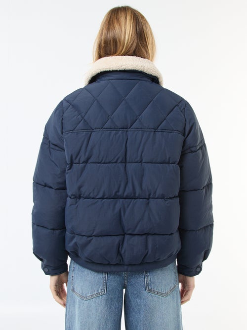 Doorgestikt donsjack met kraag met schapenvachteffect - Kiabi