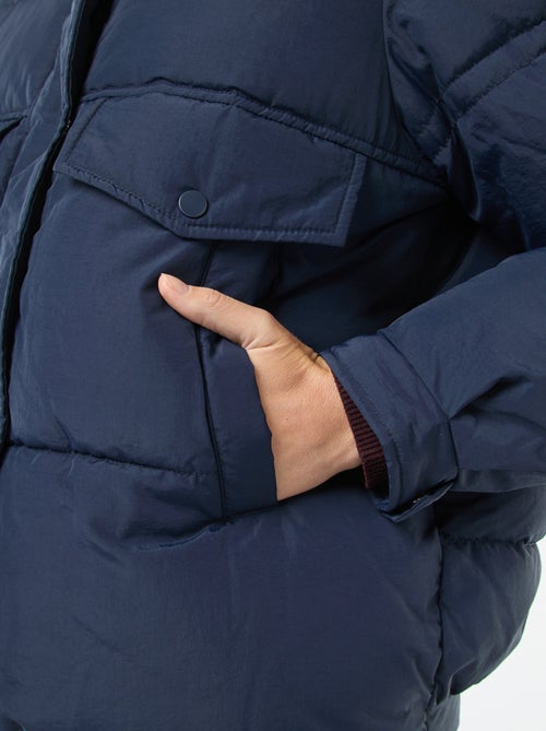 Doorgestikt donsjack met kraag met schapenvachteffect - Kiabi