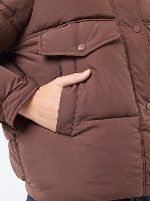 Doorgestikt donsjack met kraag met schapenvachteffect - Kiabi