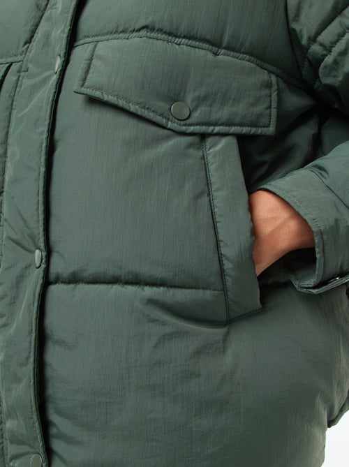 Doorgestikt donsjack met kraag met schapenvachteffect - Kiabi