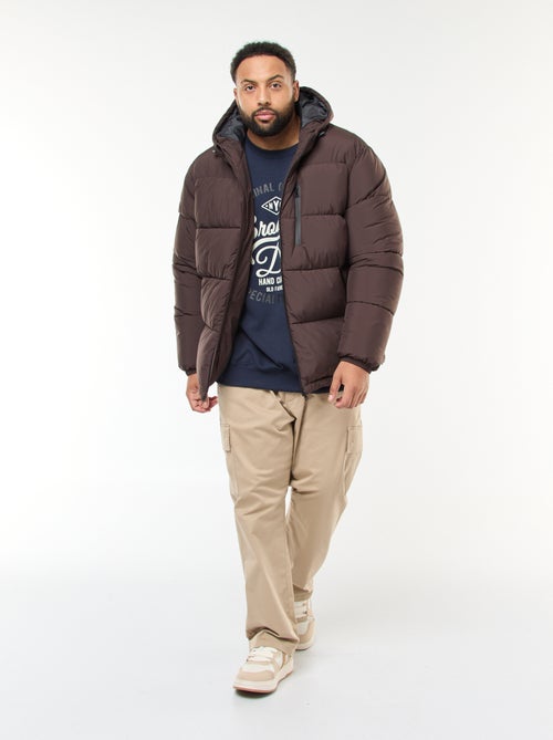 Doorgestikt warm donsjack met capuchon - Kiabi