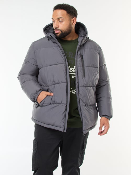 Doorgestikt warm donsjack met capuchon - Kiabi