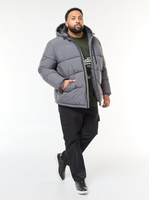 Doorgestikt warm donsjack met capuchon - Kiabi