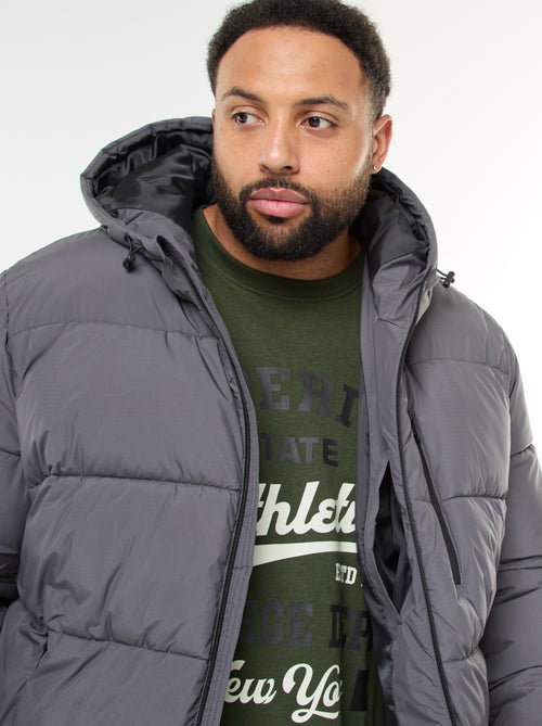 Doorgestikt warm donsjack met capuchon - Kiabi