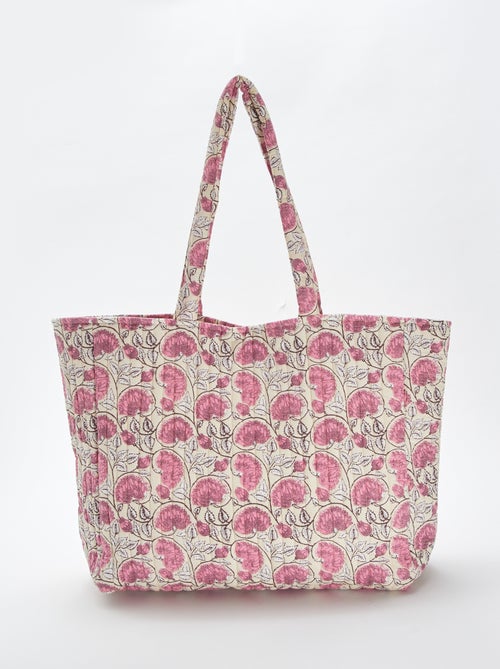 Doorgestikte shopper met print - Kiabi