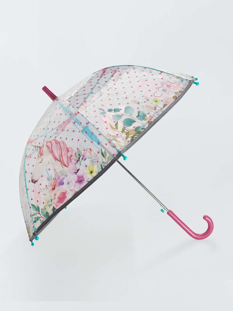 Doorschijnende paraplu met eenhoornprint ROSE - Kiabi