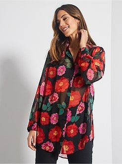 Doorzichtige overhemdbloes met bloemenprint - Kiabi