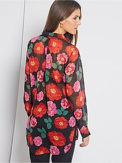 Doorzichtige overhemdbloes met bloemenprint - Kiabi