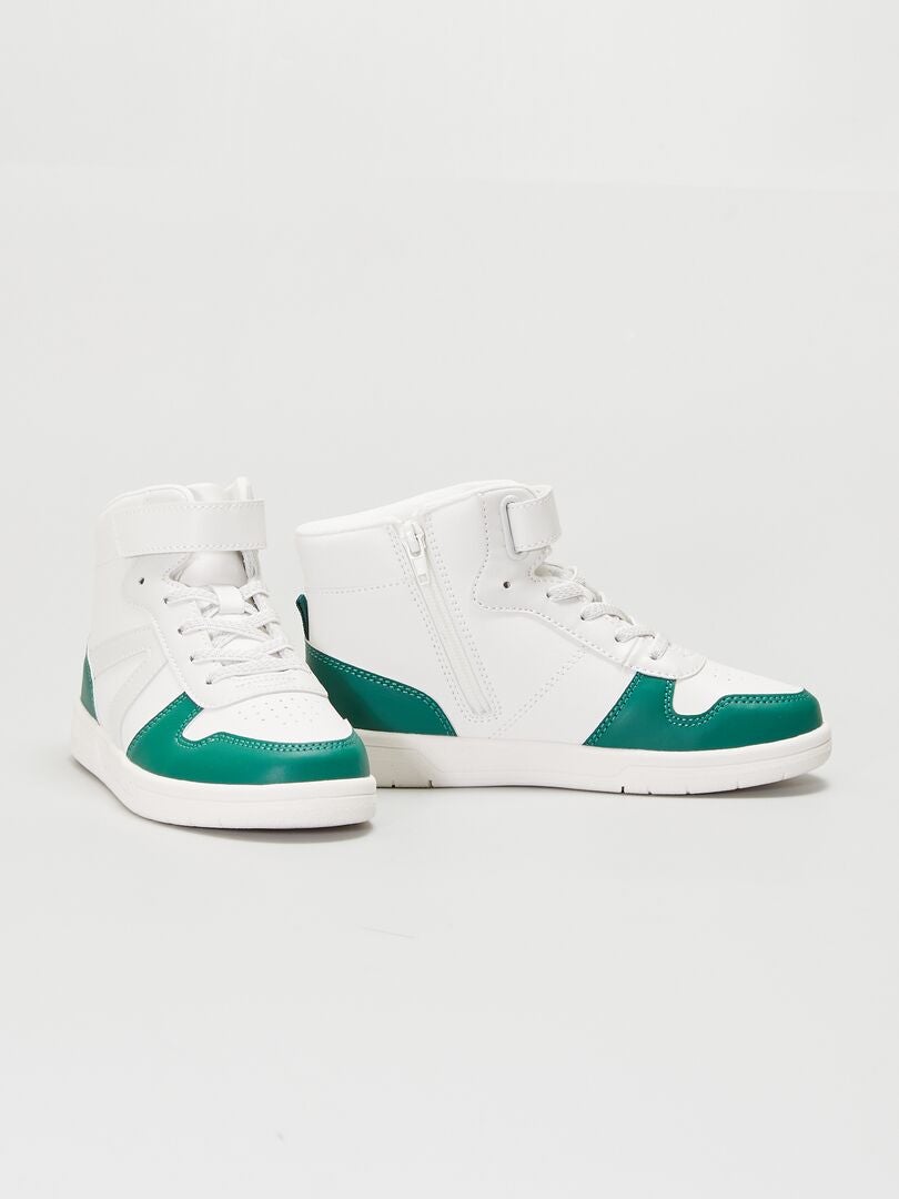 Driekleurige, hoge sneakers - Uniseks groen - Kiabi
