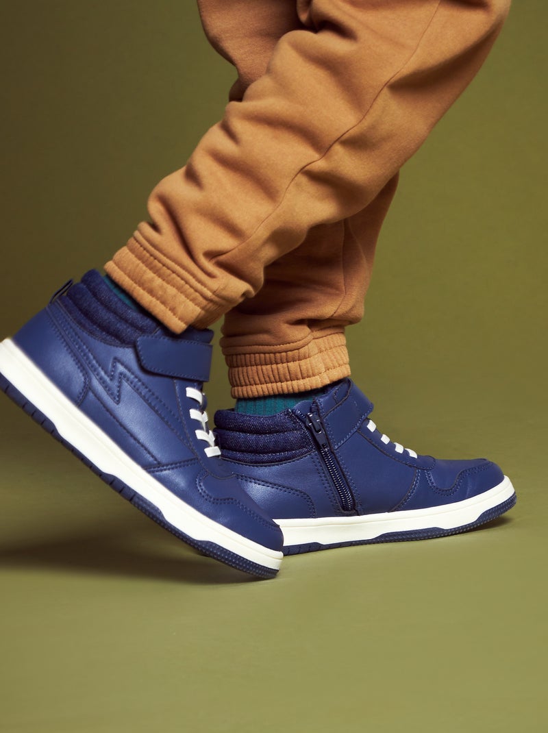 Driekleurige, hoge sneakers donkerblauw - Kiabi