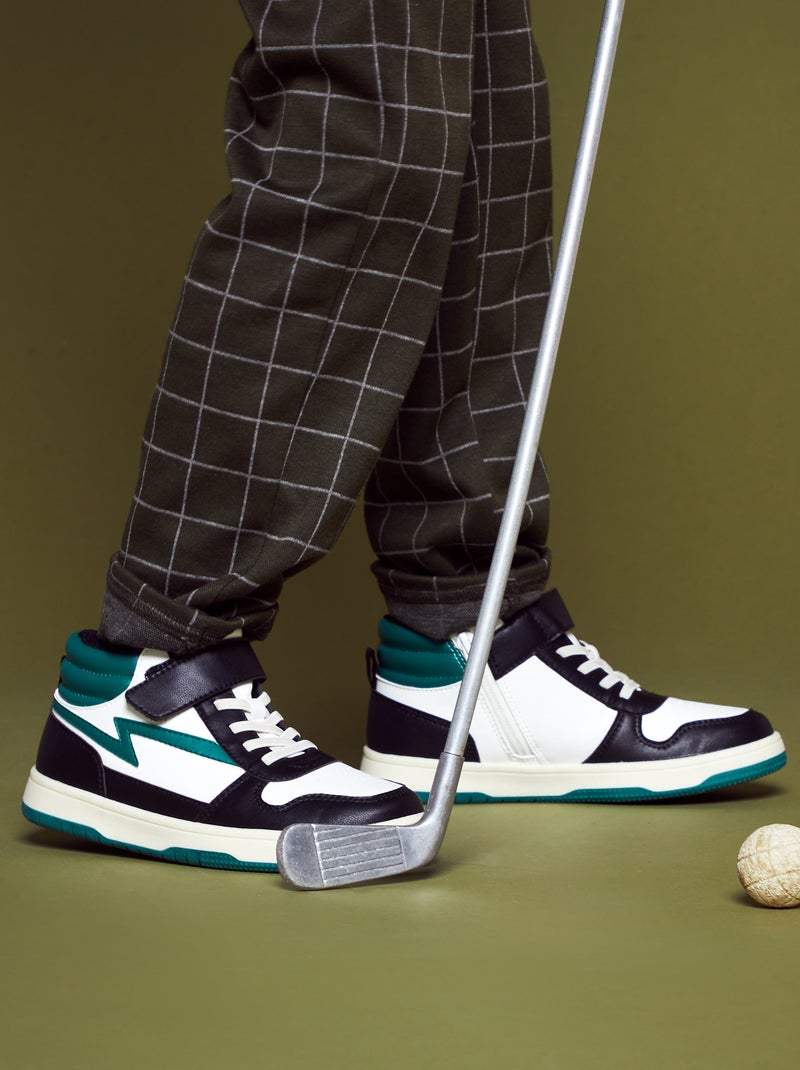 Driekleurige, hoge sneakers GROEN - Kiabi
