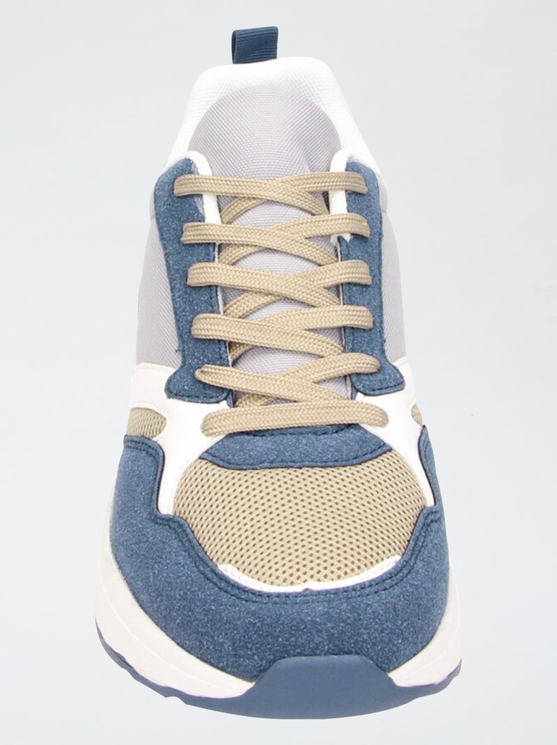 Driekleurige, lage sneakers Blauw - Kiabi