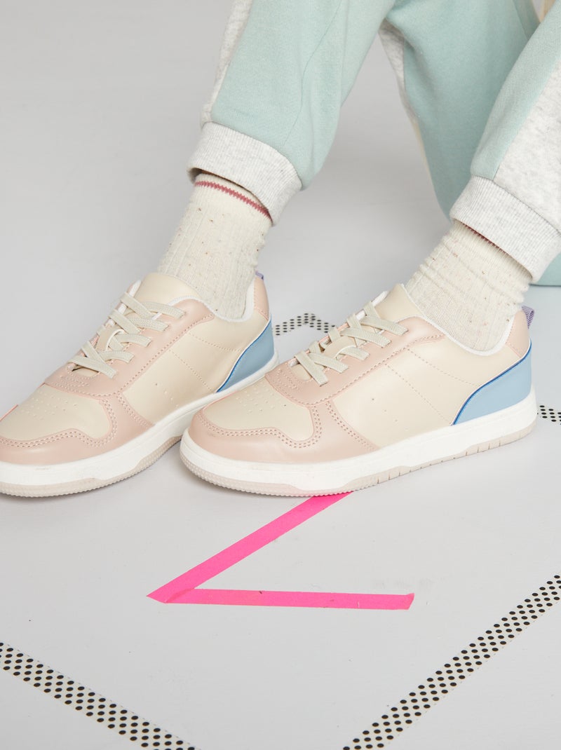 Driekleurige, lage sneakers wit - Kiabi