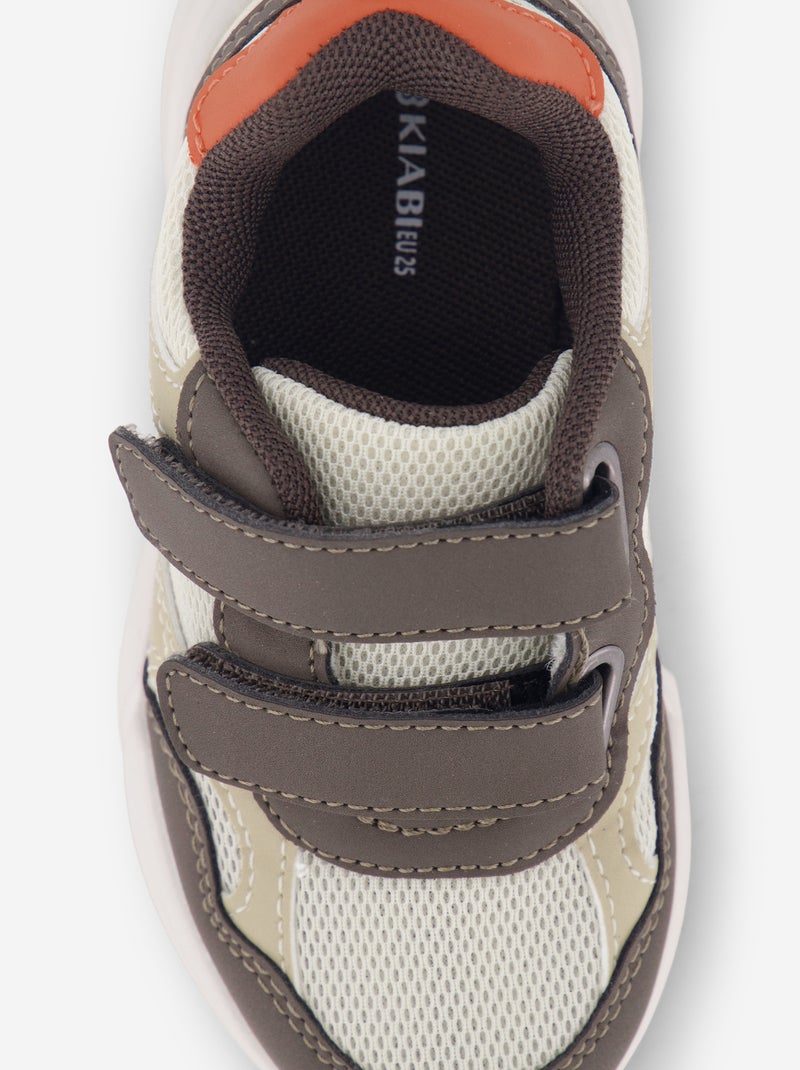 Driekleurige sneakers met klittenband Bruin - Kiabi