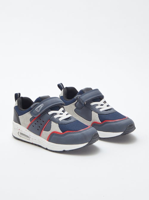 Driekleurige sneakers met klittenband en veters - Kiabi