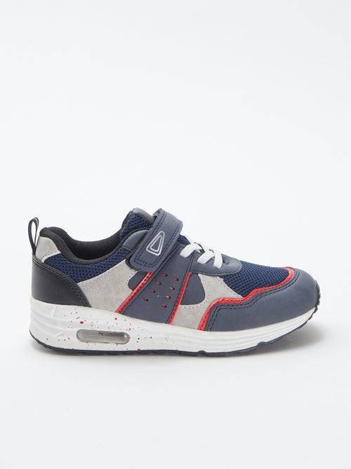 Driekleurige sneakers met klittenband en veters - Kiabi