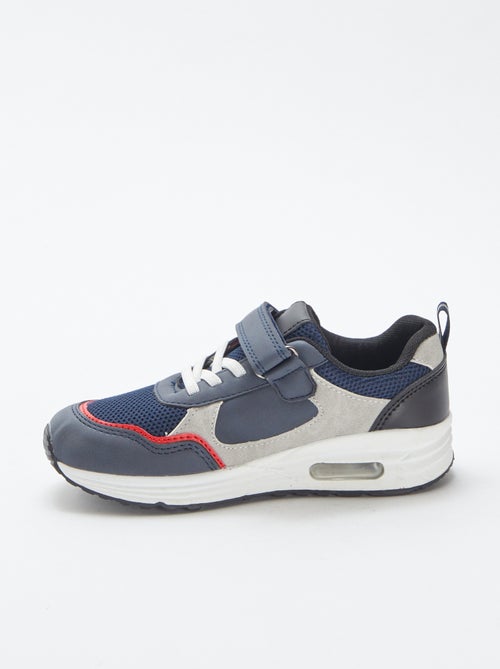 Driekleurige sneakers met klittenband en veters - Kiabi