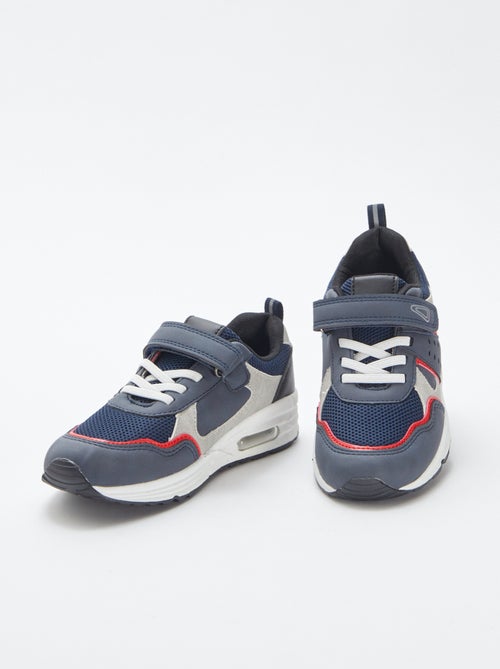 Driekleurige sneakers met klittenband en veters - Kiabi