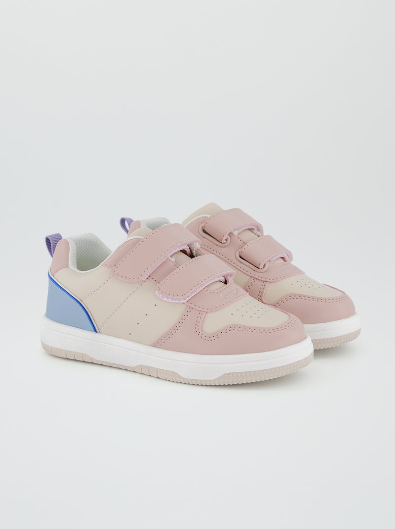 Driekleurige sneakers met klittenband wit - Kiabi
