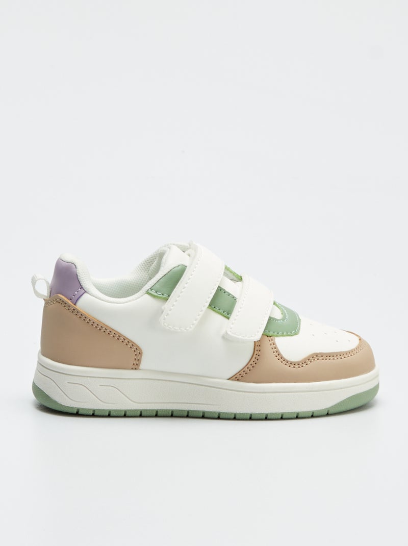 Driekleurige sneakers met klittenband WIT - Kiabi