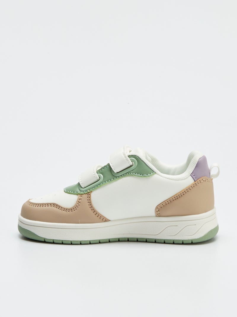 Driekleurige sneakers met klittenband WIT - Kiabi