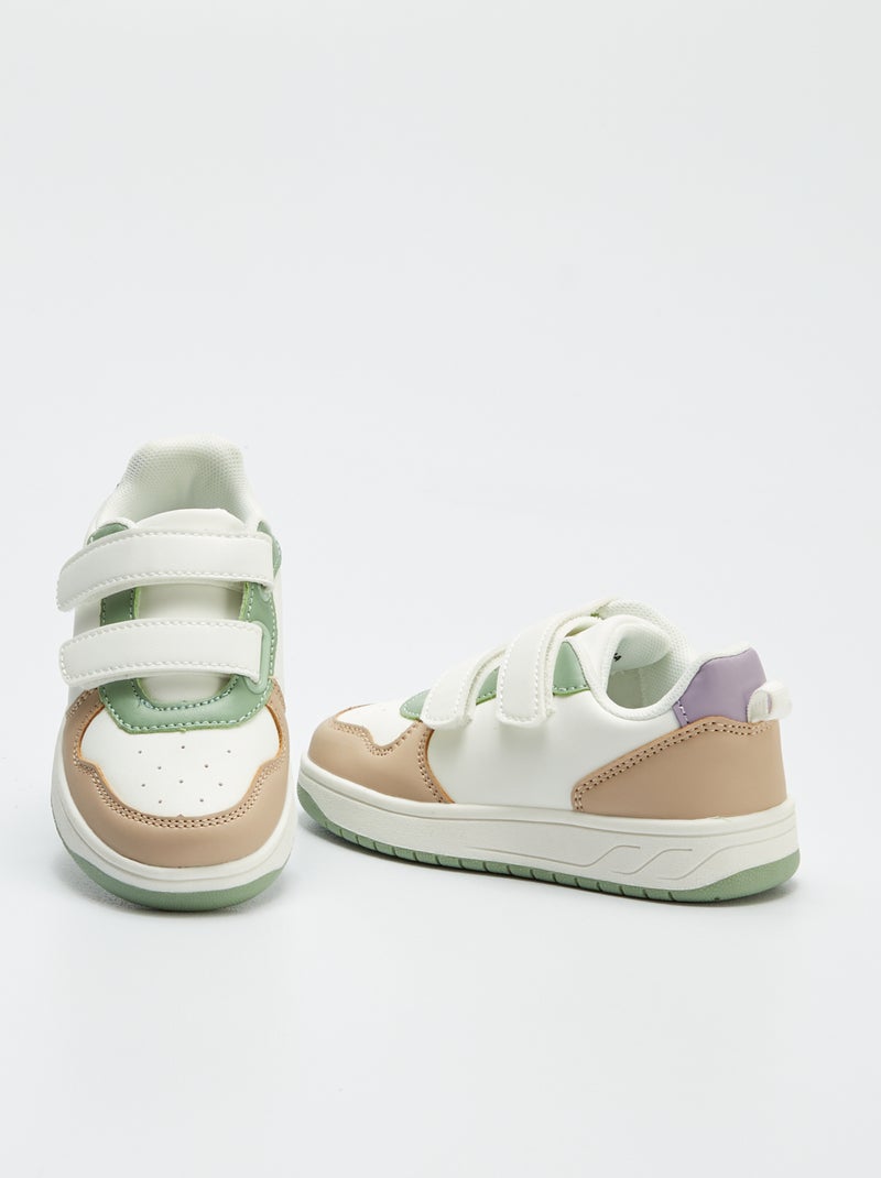 Driekleurige sneakers met klittenband WIT - Kiabi