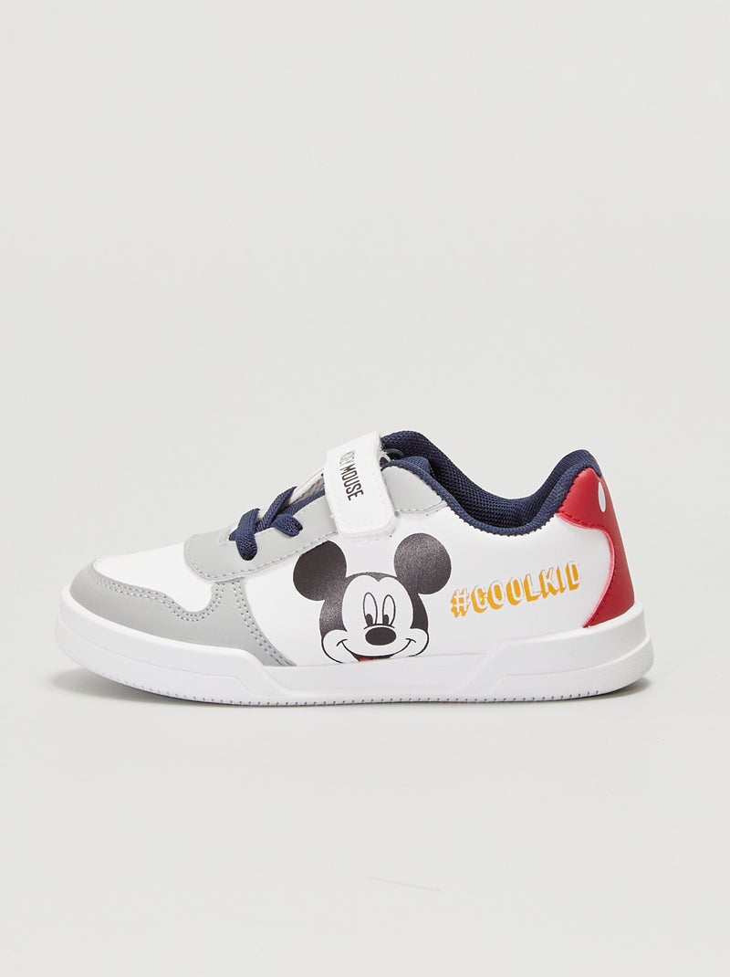Driekleurige sneakers met Mickey-print WIT - Kiabi