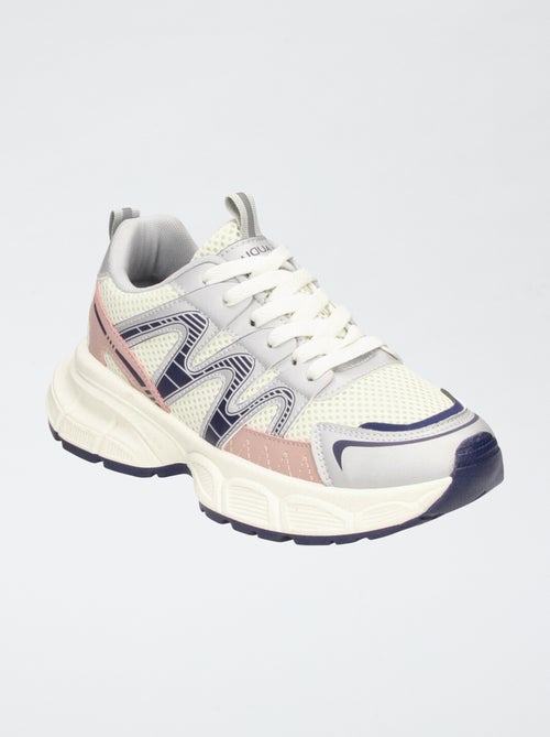 Driekleurige sneakers van mesh | Hardloopmodel - Kiabi