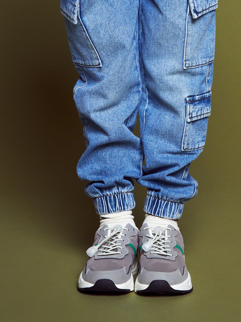 Driekleurige sportieve sneakers GRIJS - Kiabi