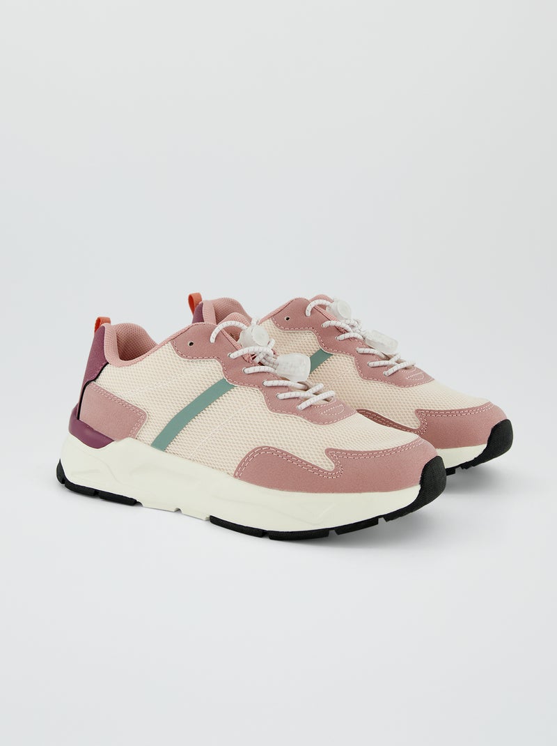 Driekleurige sportieve sneakers rode bordeaux - Kiabi