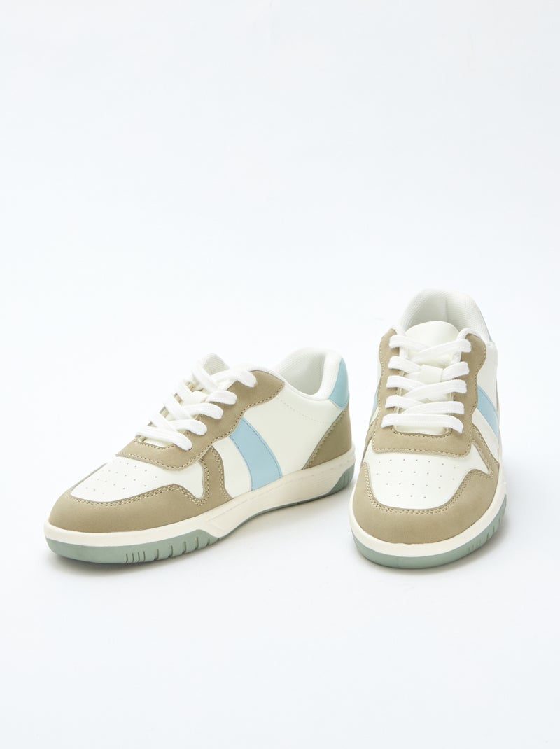 Driekleurige verstevigde lage sneakers Kaki - Kiabi