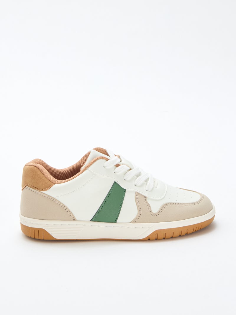 Driekleurige verstevigde lage sneakers Wit - Kiabi
