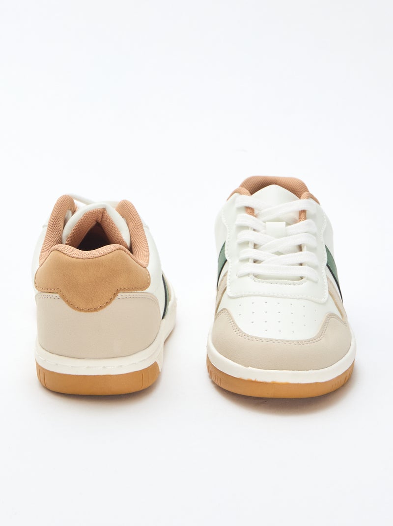 Driekleurige verstevigde lage sneakers Wit - Kiabi