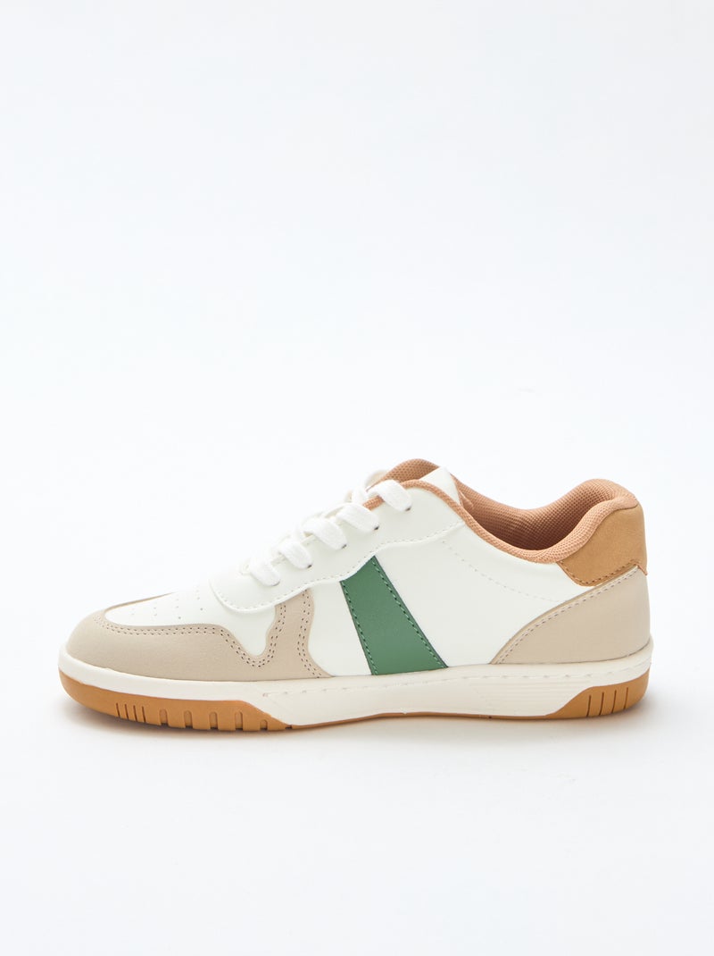 Driekleurige verstevigde lage sneakers Wit - Kiabi
