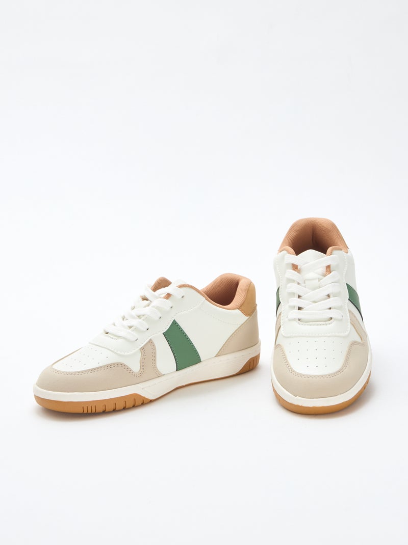 Driekleurige verstevigde lage sneakers Wit - Kiabi
