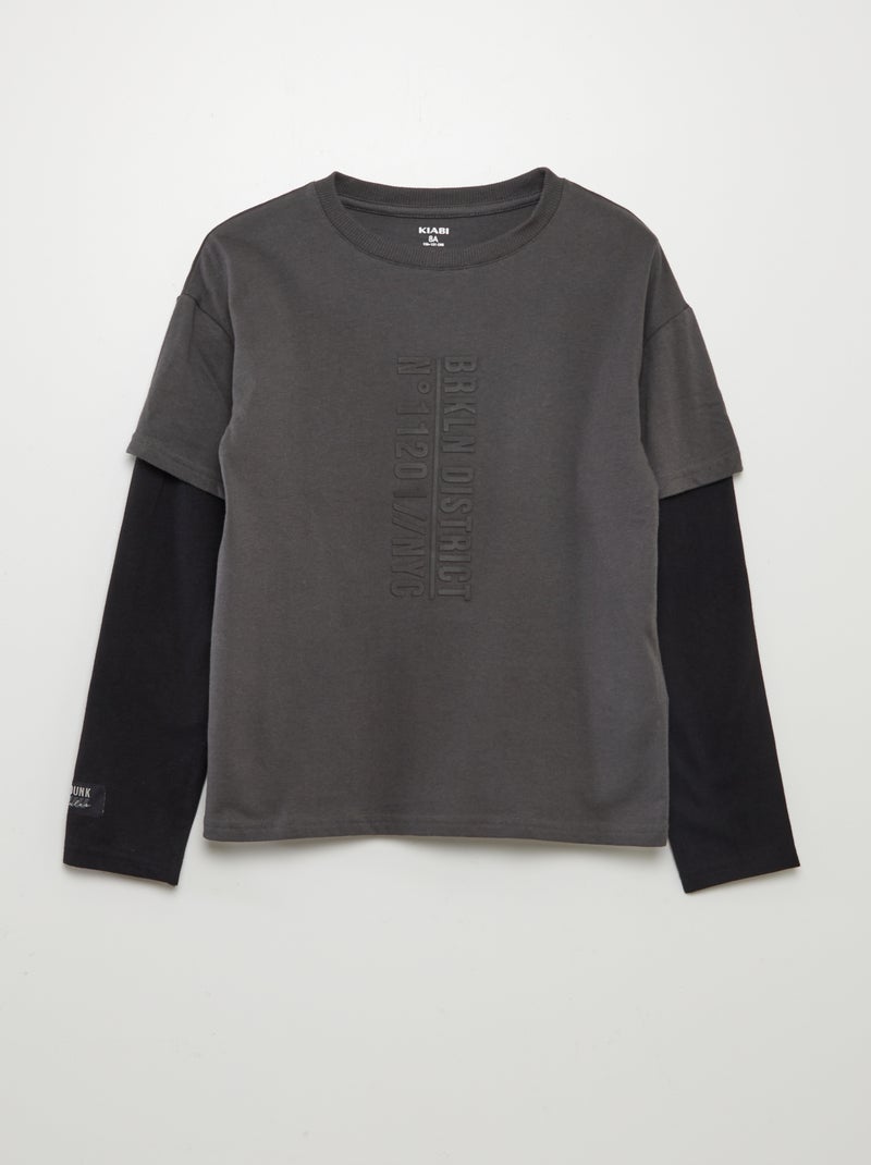 Dubbel T-shirt ZWART - Kiabi