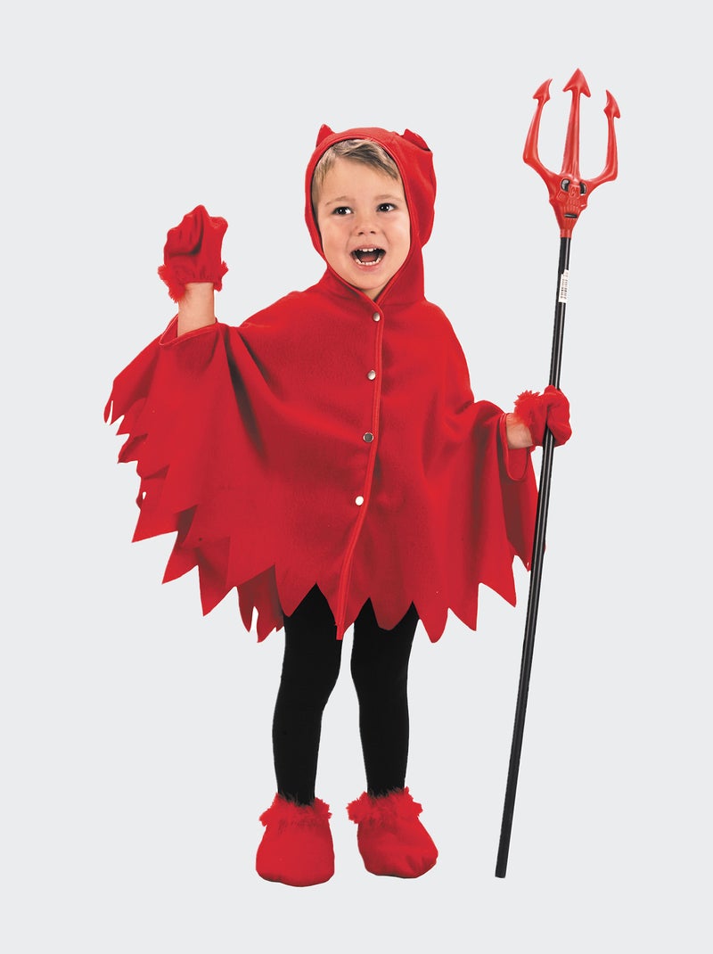 Duivelskostuum | Poncho met capuchon + handschoenen ROOD - Kiabi