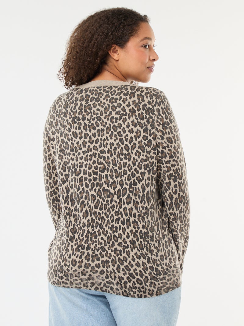 Dun vest met luipaardprint Biege - Kiabi