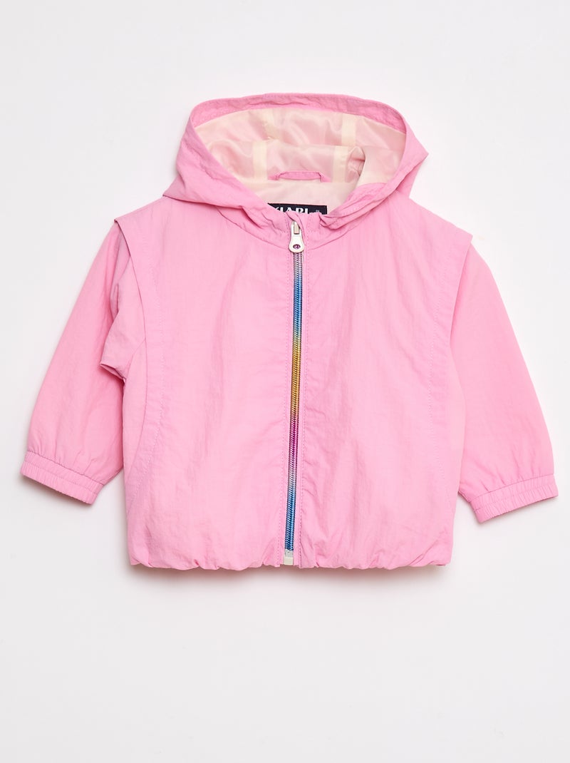 Dun windjack met capuchon en all-over motiefje Rose - Kiabi