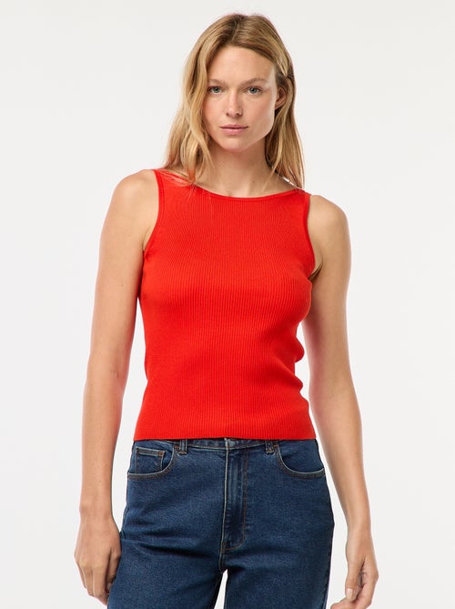 Dunne, gebreide singlet met ribbelpatroon - Kiabi