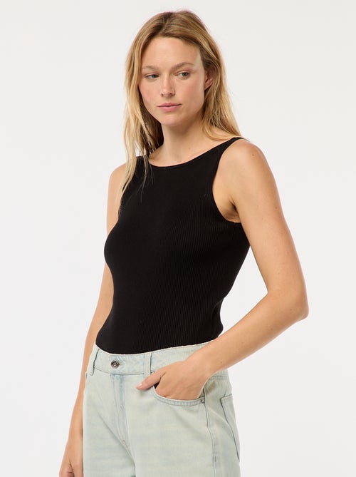 Dunne, gebreide singlet met ribbelpatroon - Kiabi
