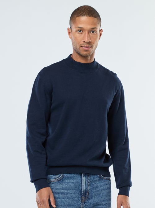 Dunne, gebreide trui met opstaande kraag - Kiabi