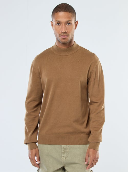 Dunne, gebreide trui met opstaande kraag - Kiabi